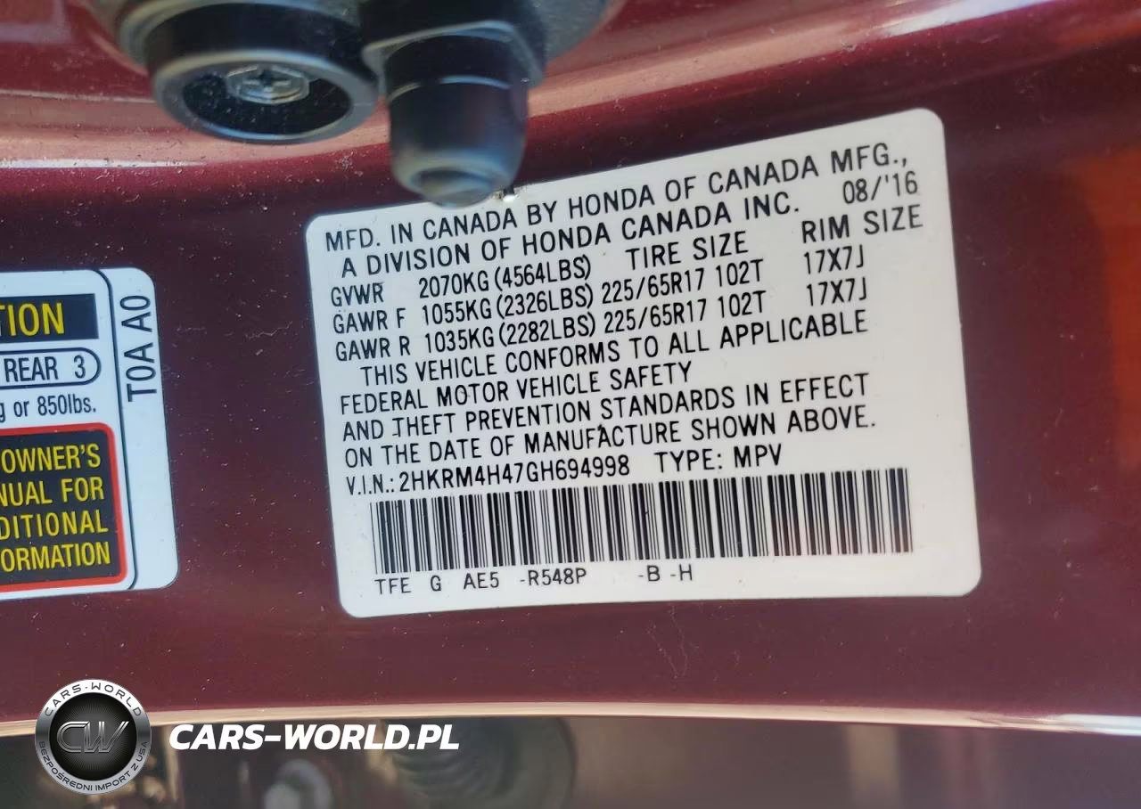 2016 Honda Cr-V Se VIN:2HKRM4H47GH694998 - 13