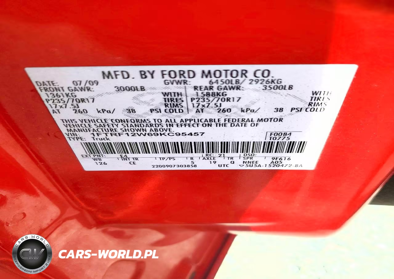 2009 Ford F150 VIN:1FTRF12W69KC95457 - 12