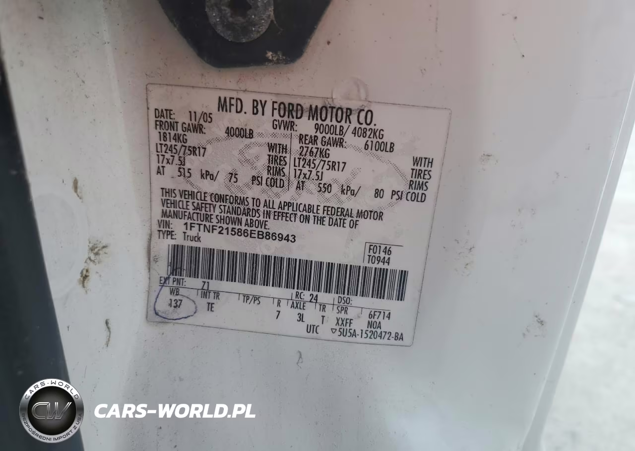 2006 Ford F250 Super Duty VIN:1FTNF21586EB86943 - 13