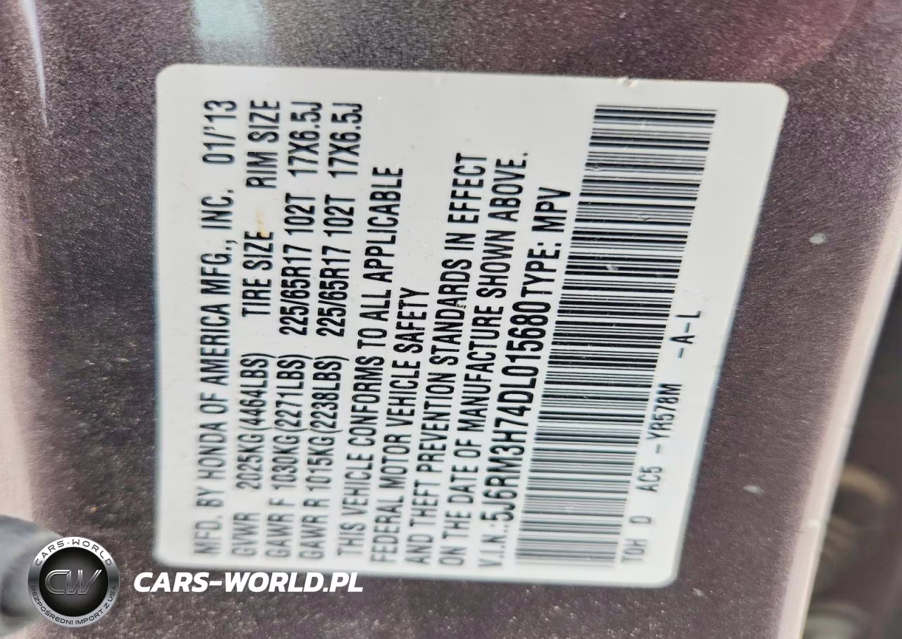 2013 Honda Cr-V Exl VIN:5J6RM3H74DL015680 - 14