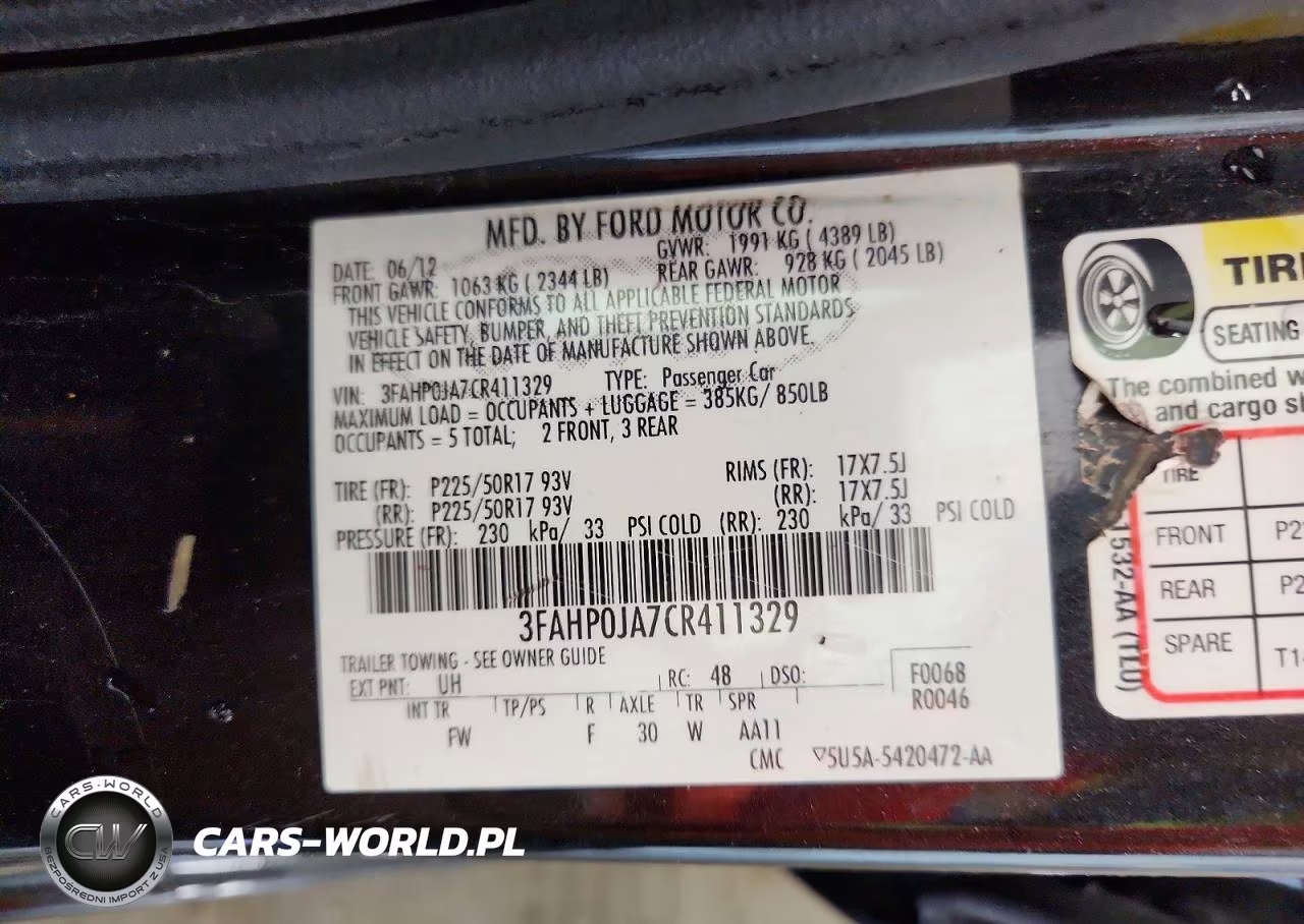 2012 Ford Fusion Sel VIN:3FAHP0JA7CR411329 - 12