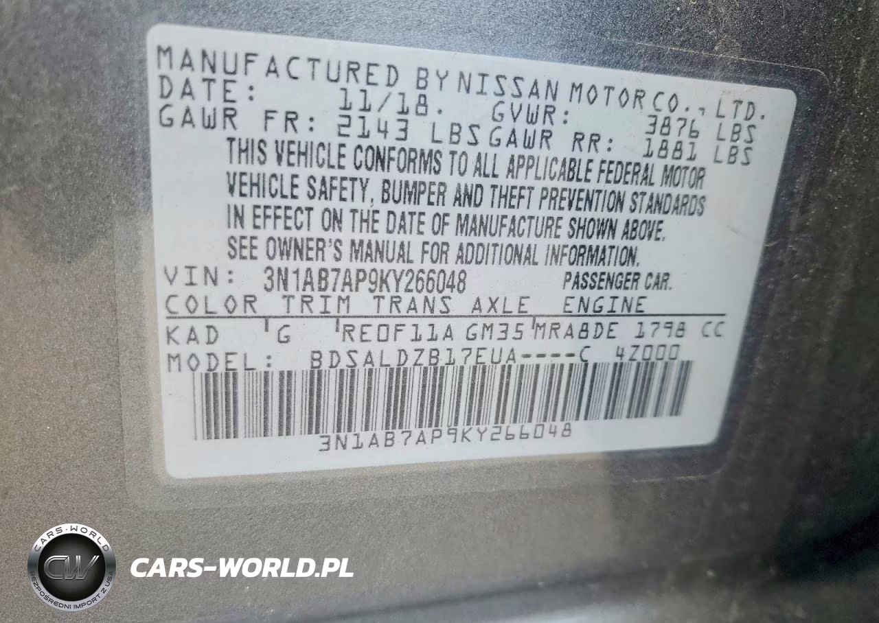 2019 Nissan Sentra Sv VIN:3N1AB7AP9KY266048 - 12