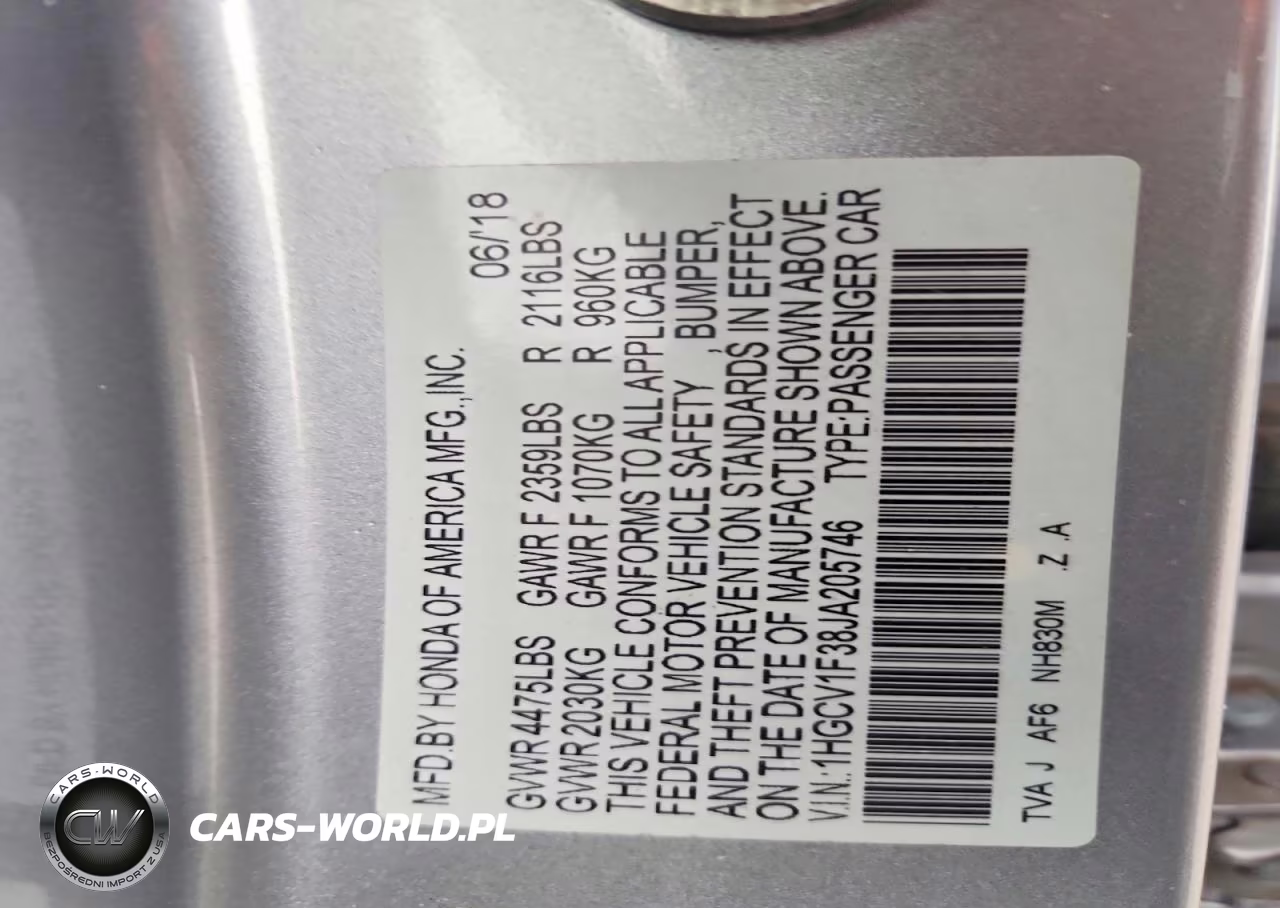 2018 Honda Accord Sport VIN:1HGCV1F38JA205746 - 12