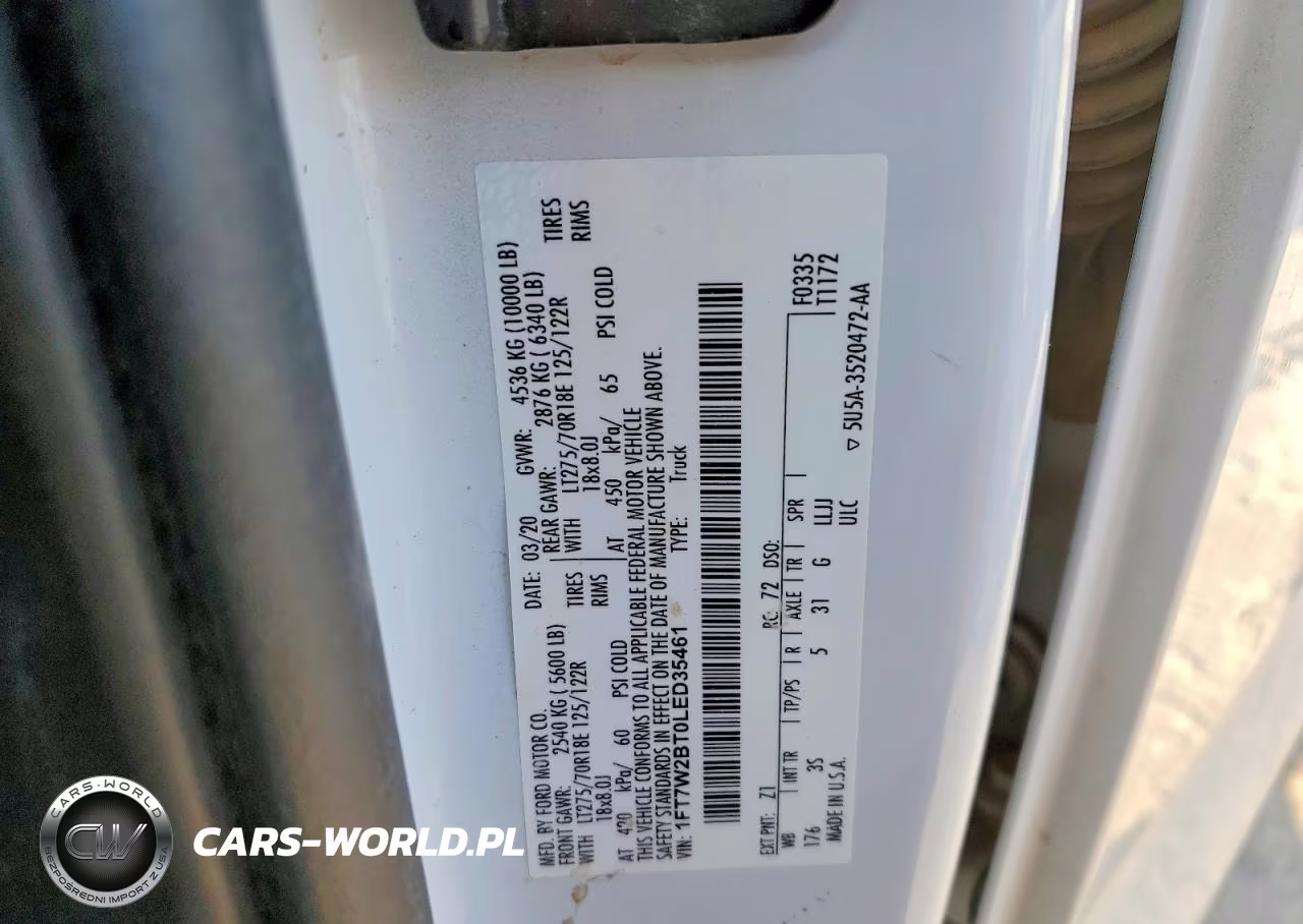 2020 Ford F250 Super Duty VIN:1FT7W2BT0LED35461 - 12