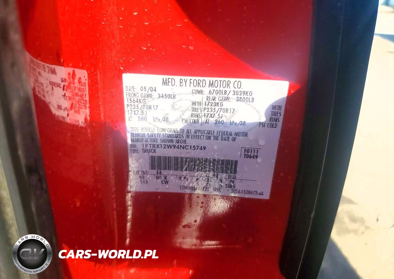 2004 Ford F150 VIN:1FTRX12W94NC15749 - 12