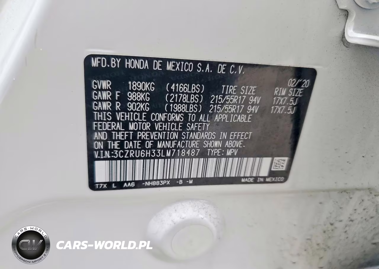 2020 Honda Hr-V Lx VIN:3CZRU6H33LM718487 - 13
