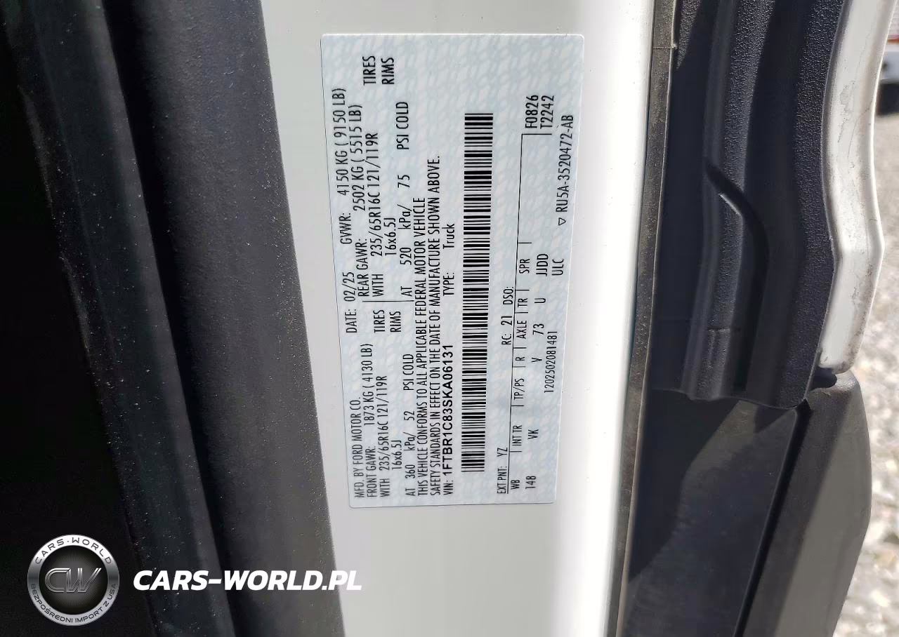 2025 Ford Transit Utility - Service Van VIN:1FTBR1C83SKA06131 - 13