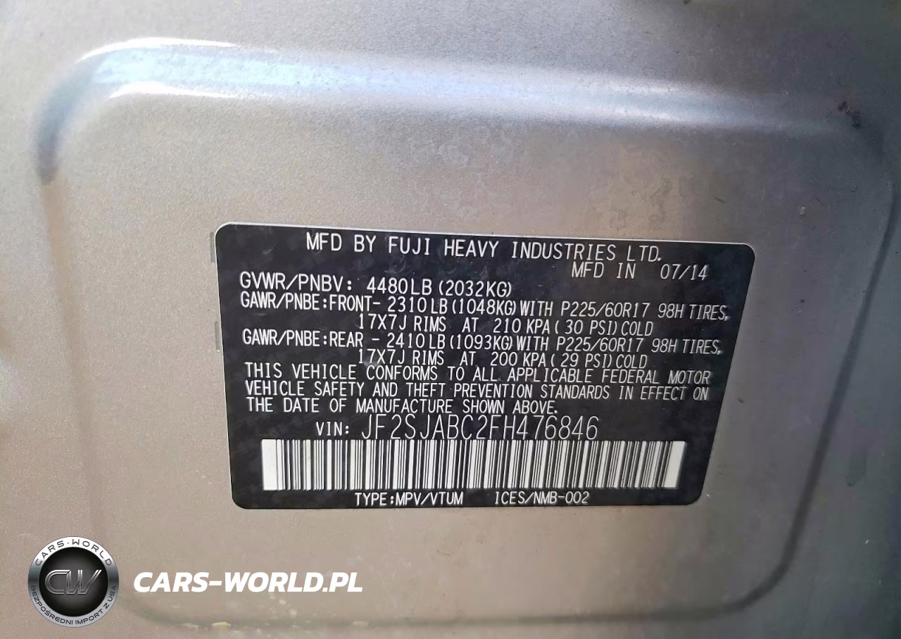 2015 Subaru Forester 2.5I VIN:JF2SJABC2FH476846 - 13