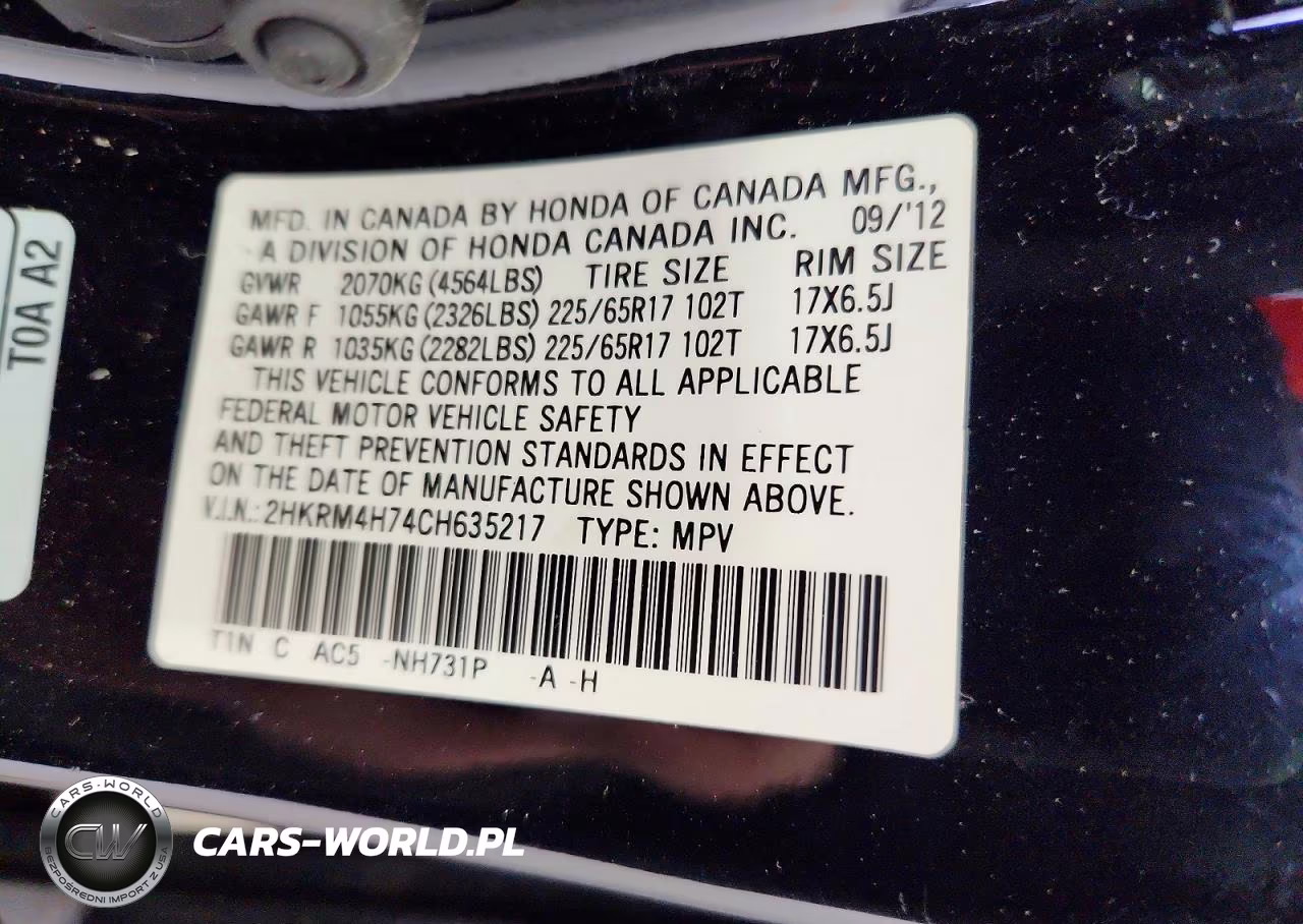 2012 Honda Cr-V Exl VIN:2HKRM4H74CH635217 - 13