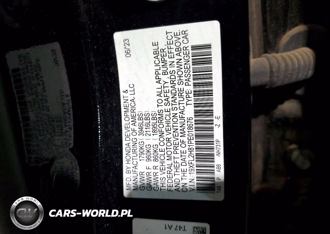 2023 Honda Civic Sport VIN:19XFL2H81PE018676 - 13