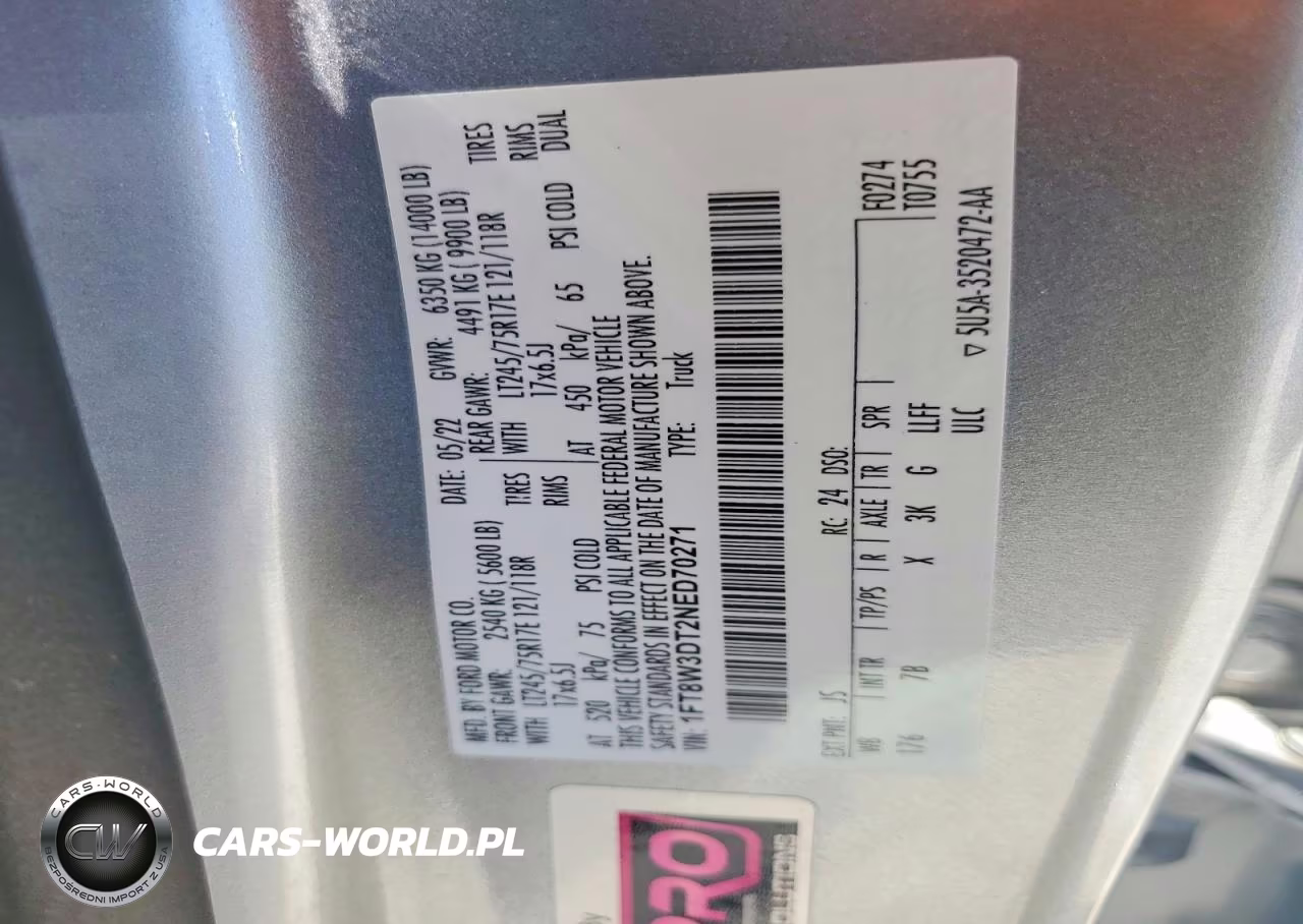 2022 Ford F350 Super Duty VIN:1FT8W3DT2NED70271 - 12