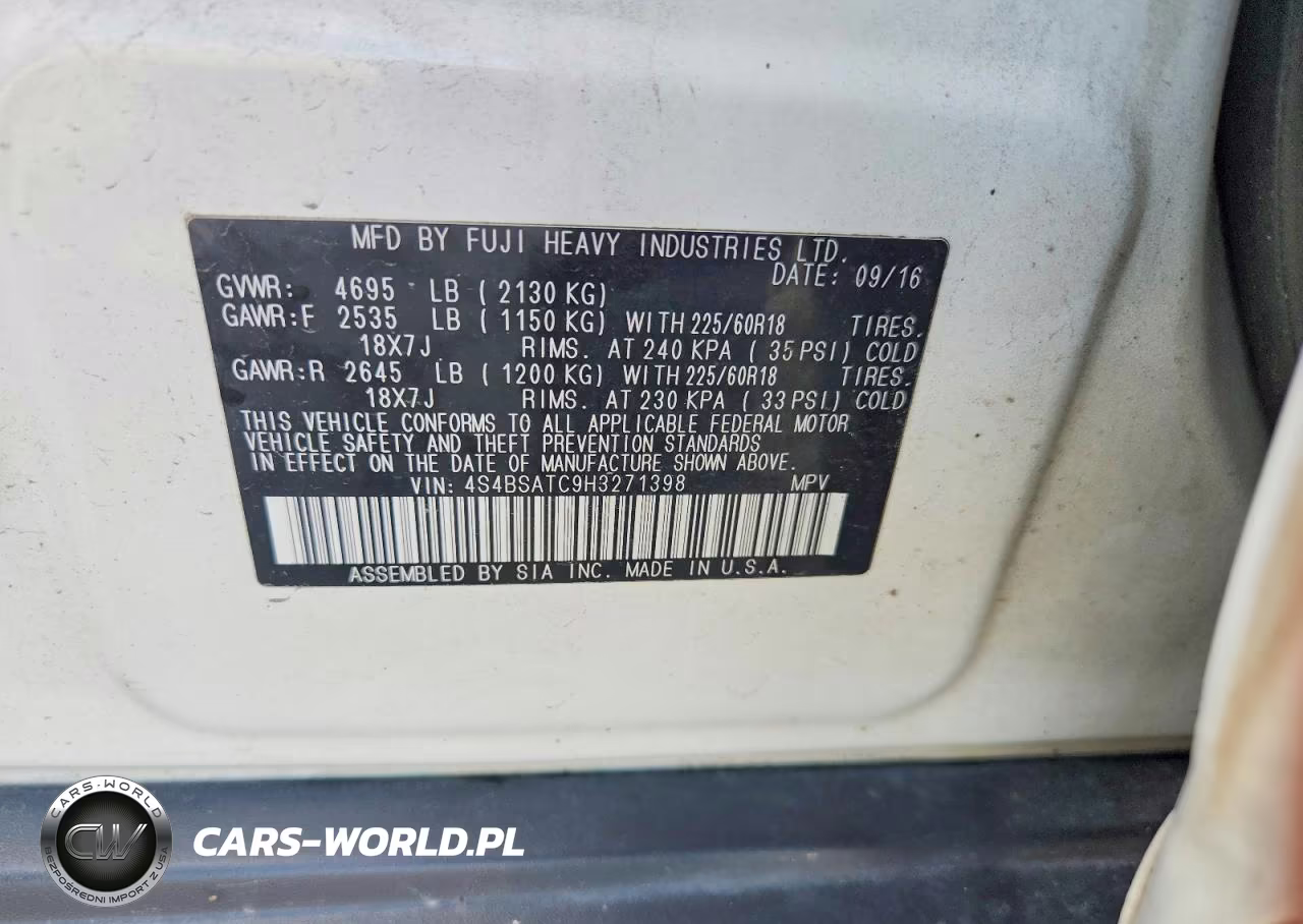 2017 Subaru Outback Touring VIN:4S4BSATC9H3271398 - 14