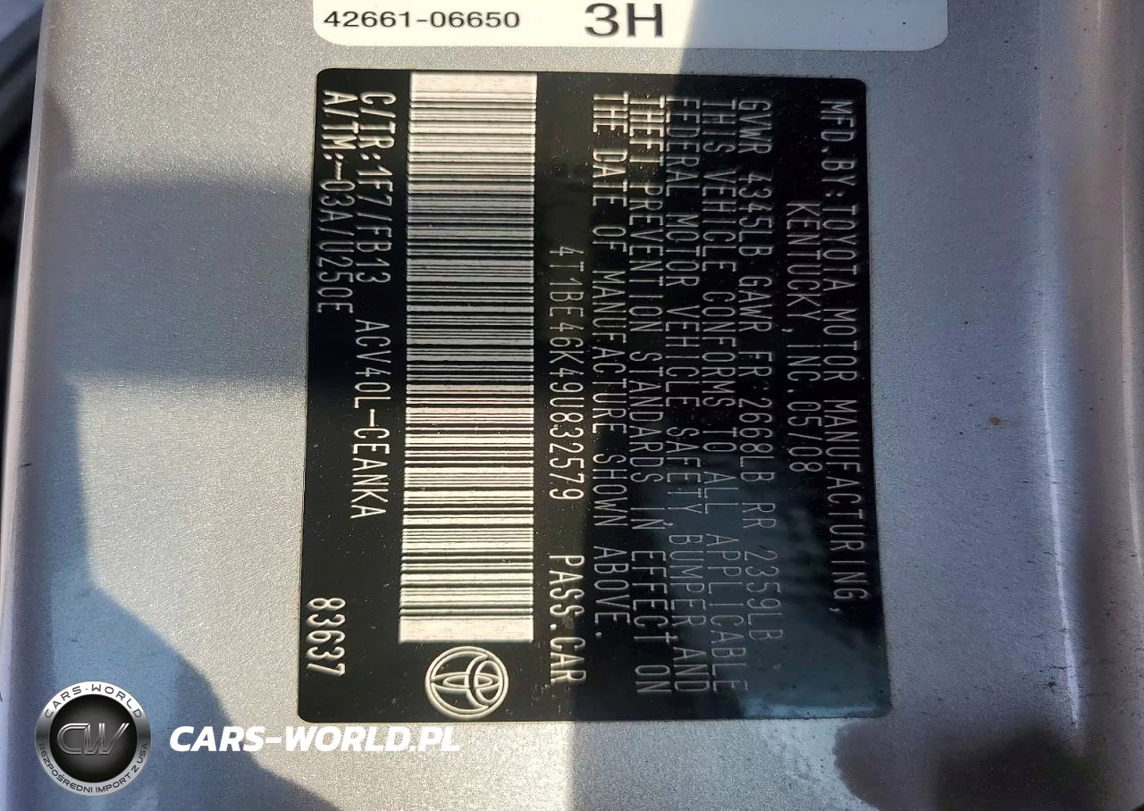 2009 Toyota Camry Le VIN:4T1BE46K49U832579 - 12