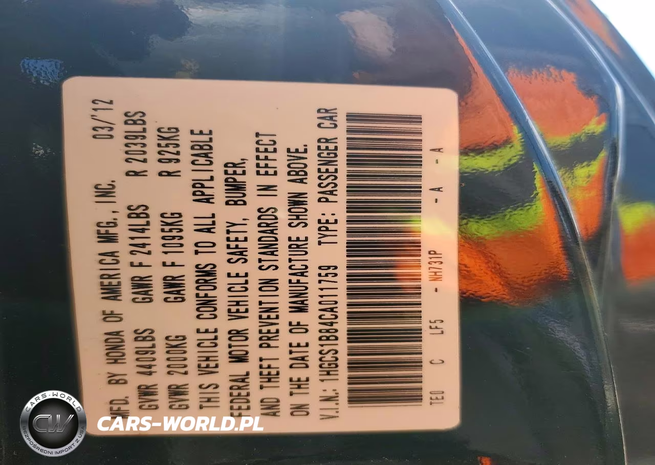 2012 Honda Accord Exl VIN:1HGCS1B84CA011759 - 12