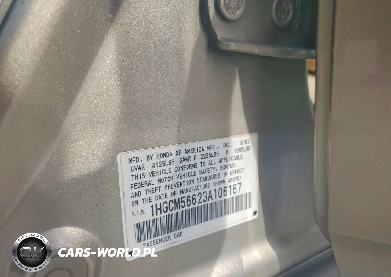 2003 Honda Accord Ex VIN:1HGCM56623A106167 - 13