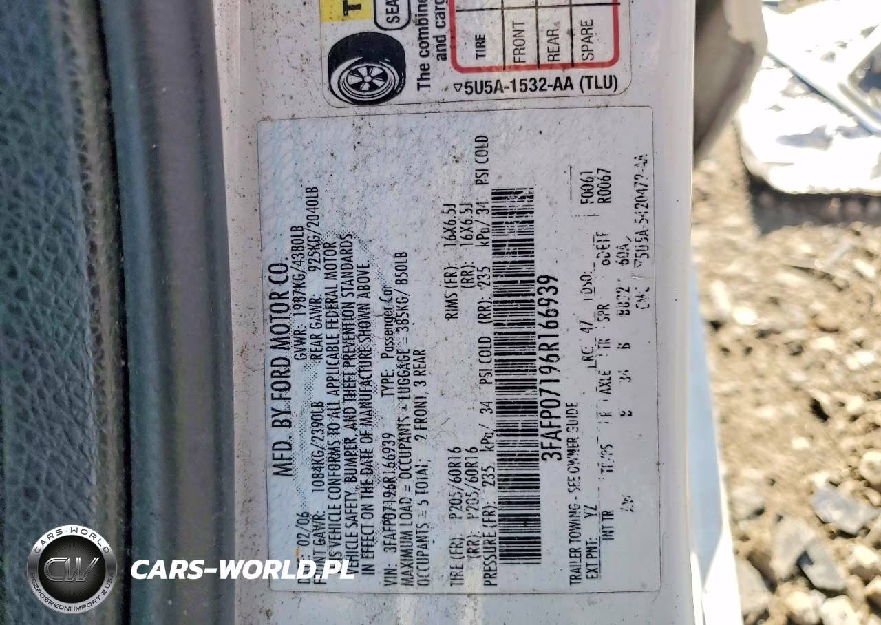 2006 Ford Fusion VIN:3FAFP07196R166939 - 13