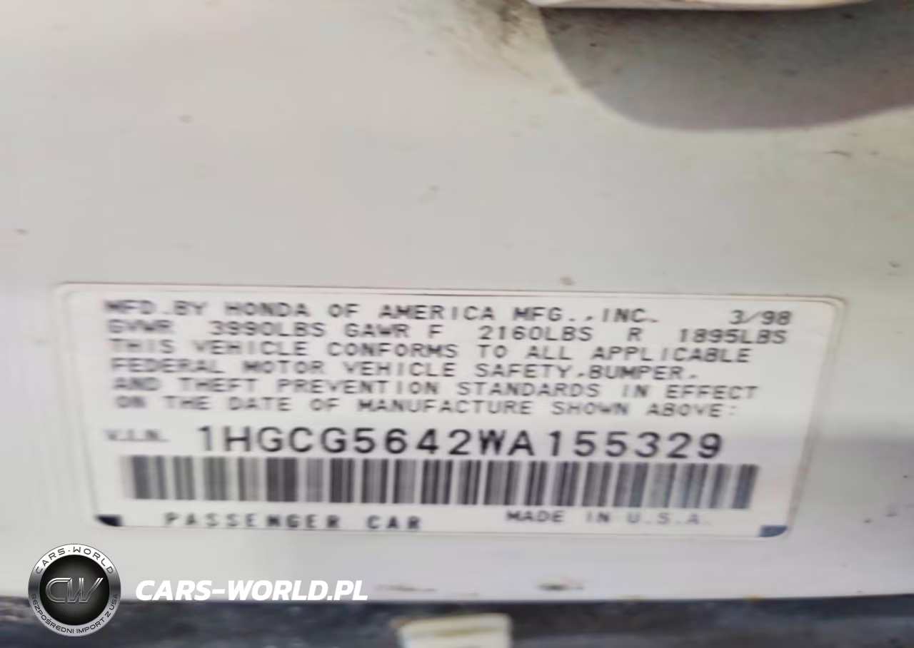 1998 Honda Accord Lx VIN:1HGCG5642WA155329 - 12