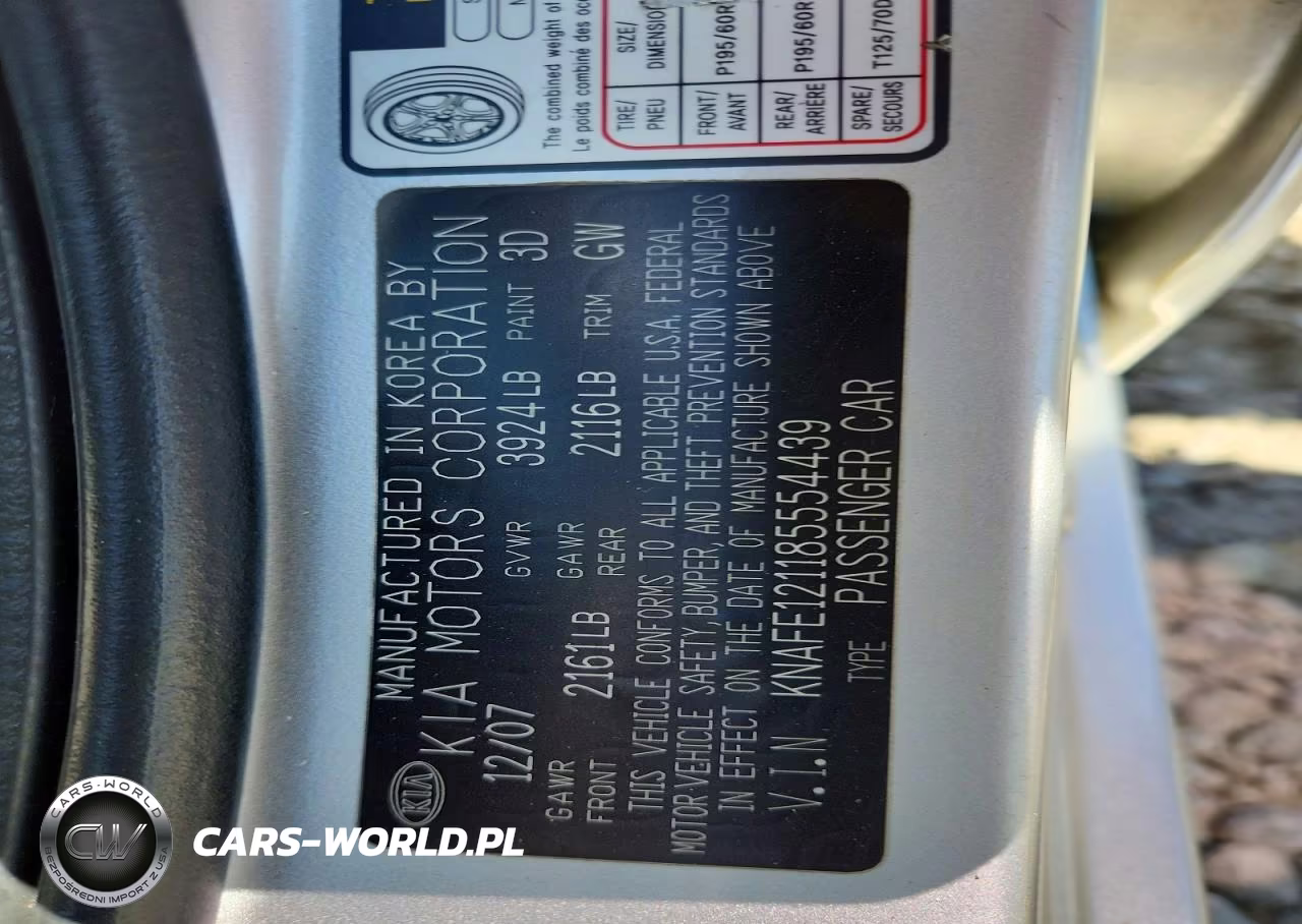 2008 Kia Spectra VIN:KNAFE121185554439 - 12