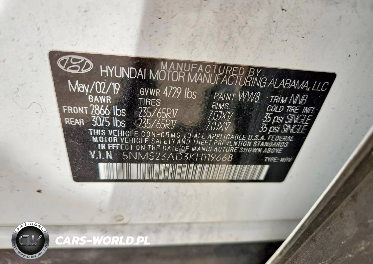 2019 Hyundai Santa Fe Se VIN:5NMS23AD3KH119668 - 13