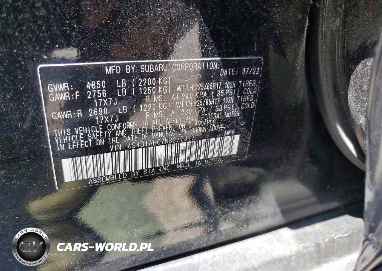 2022 Subaru Outback Premium VIN:4S4BTAFC7N3272313 - 12