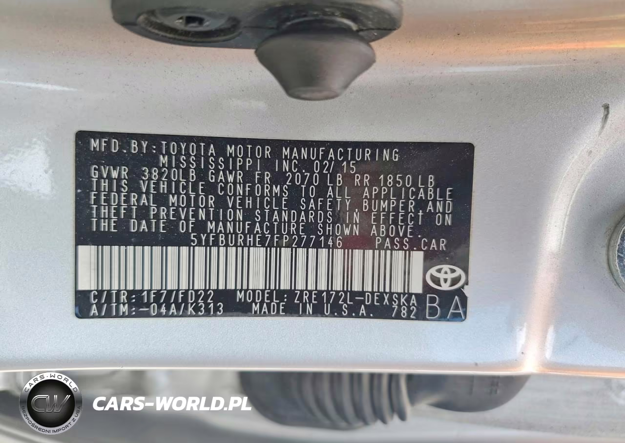 2015 Toyota Corolla S Plus VIN:5YFBURHE7FP277146 - 12