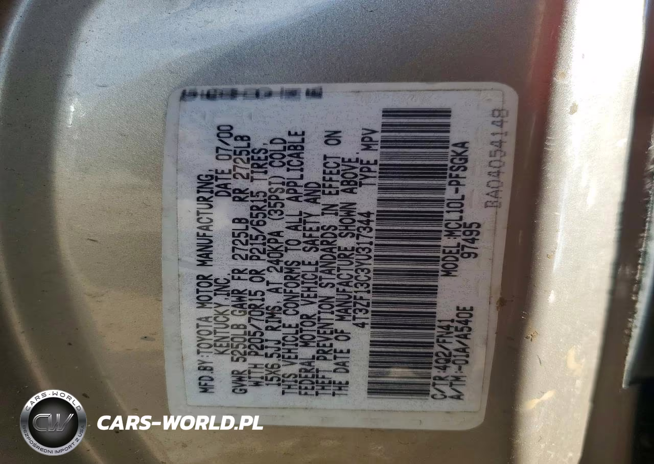 2000 Toyota Sienna Le VIN:4T3ZF13C3YU317344 - 14