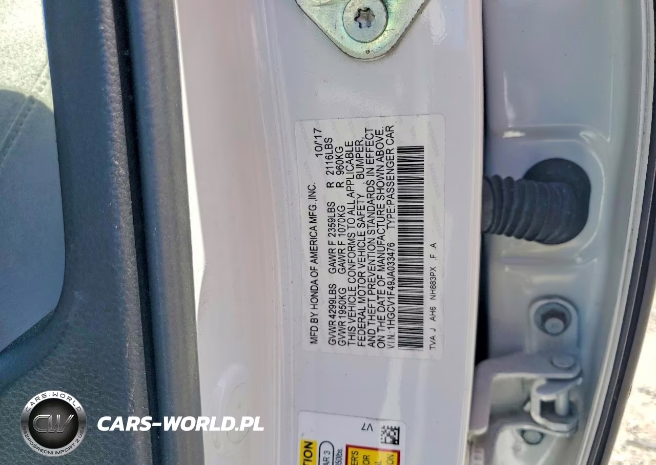 2018 Honda Accord Ex VIN:1HGCV1F49JA033476 - 12
