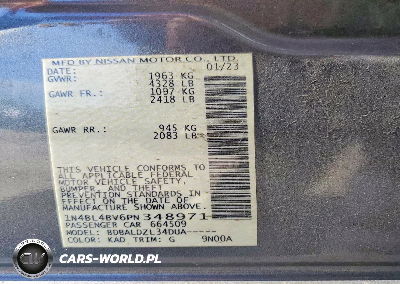 2023 Nissan Altima S VIN:1N4BL4BV6PN348971 - 12