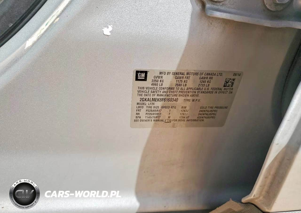 2015 GMC Terrain Sle VIN:2GKALMEK8F6160340 - 13