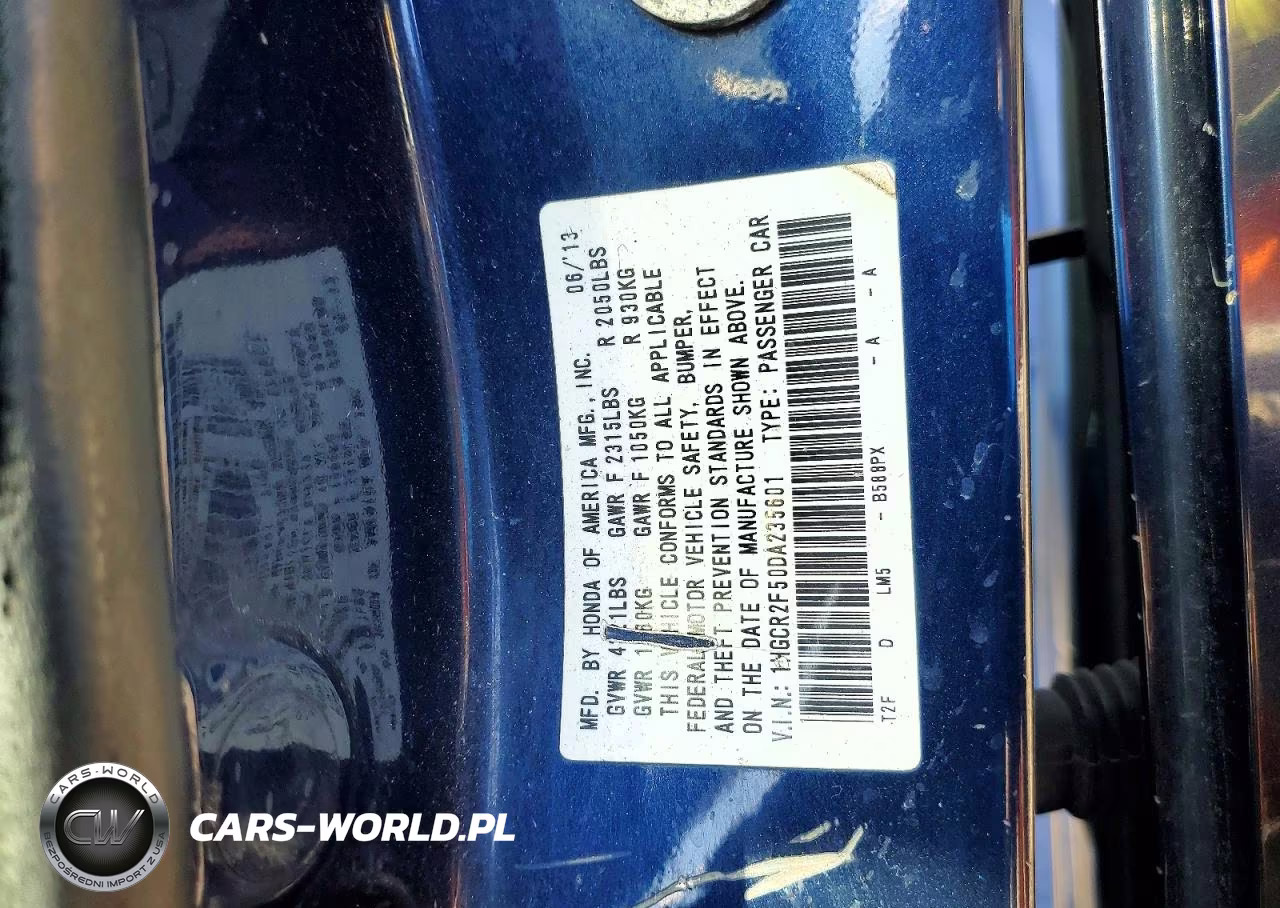 2013 Honda Accord Sport VIN:1HGCR2F50DA235601 - 12