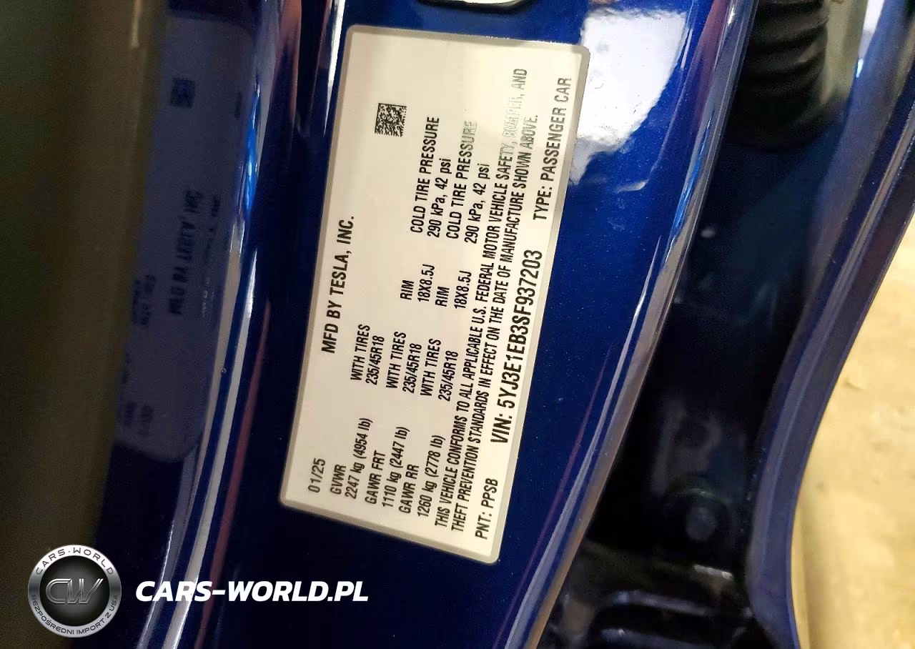 2025 Tesla Model 3 VIN:5YJ3E1EB3SF937203 - 12