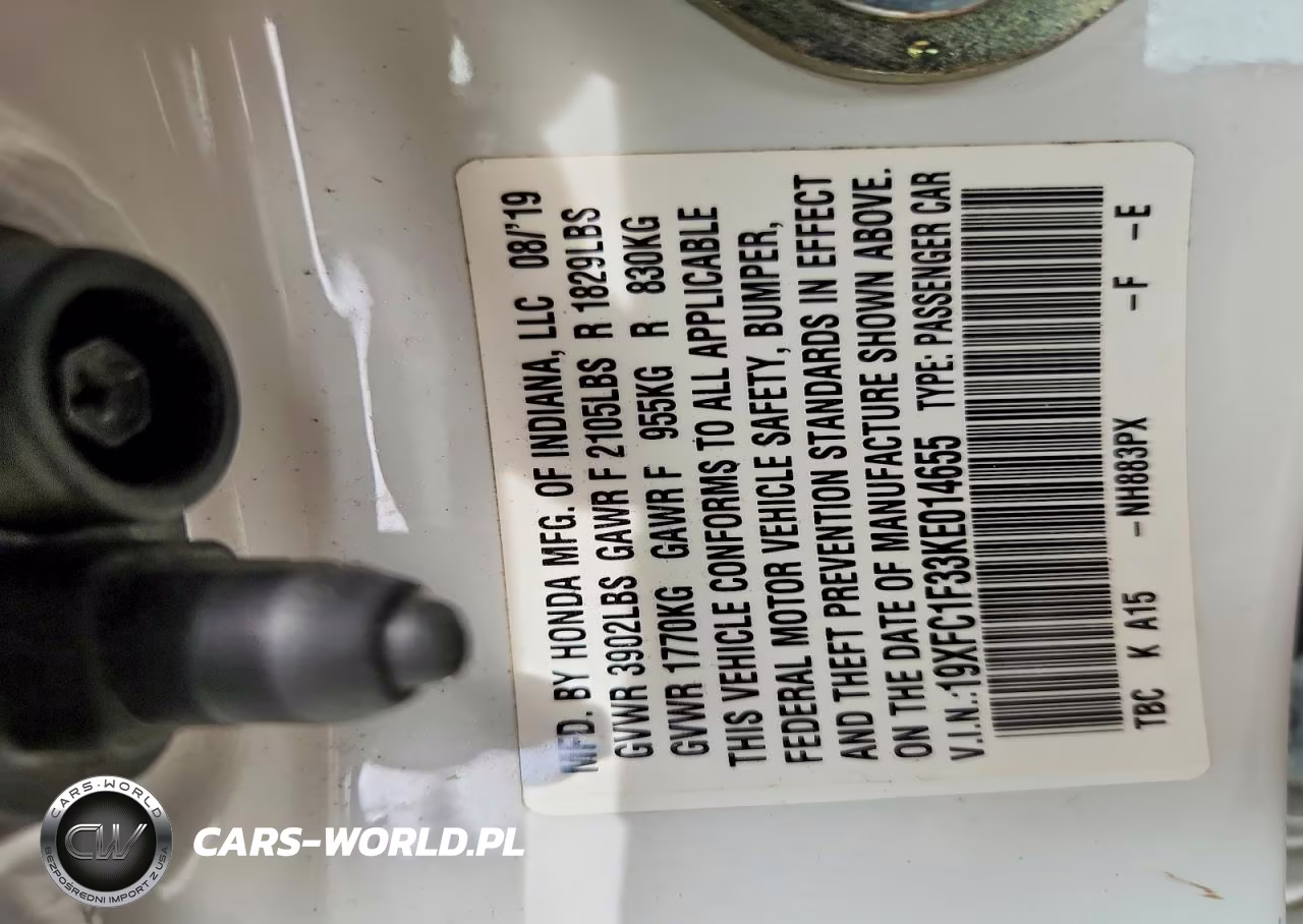 2019 Honda Civic Ex VIN:19XFC1F33KE014655 - 12