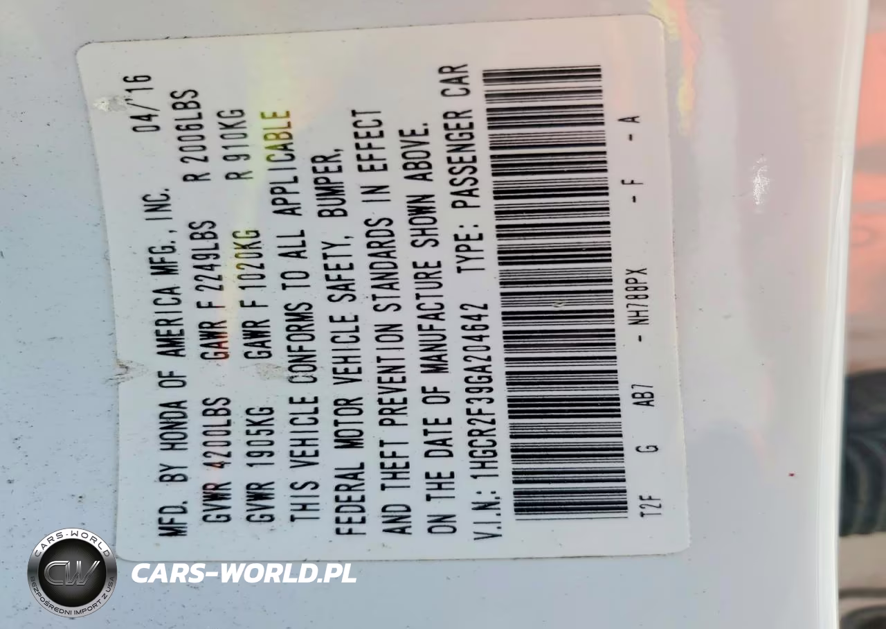 2016 Honda Accord Lx VIN:1HGCR2F39GA204642 - 12