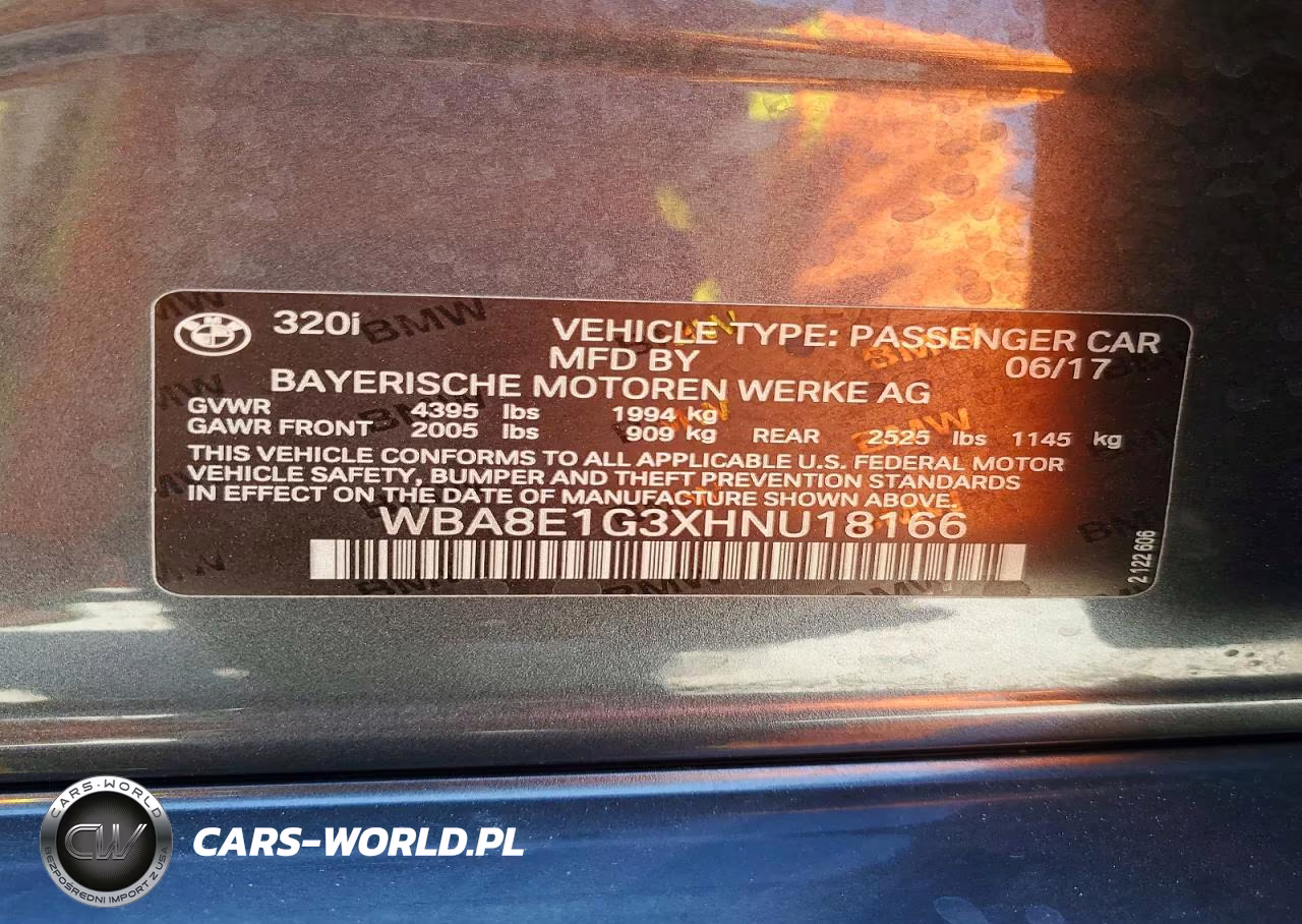 2017 BMW 320 I VIN:WBA8E1G3XHNU18166 - 12