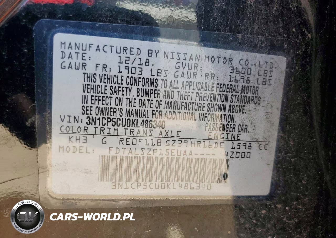 2019 Nissan Kicks Sv VIN:3N1CP5CU0KL486340 - 12