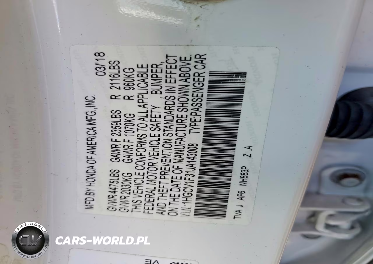 2018 Honda Accord Sport VIN:1HGCV1F31JA143008 - 12
