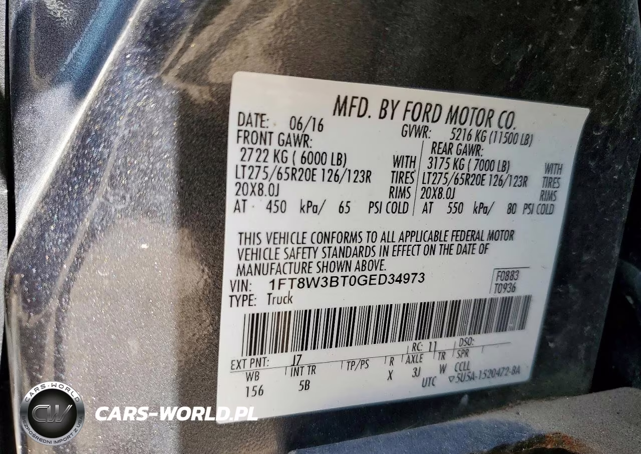 2016 Ford F350 Super Duty VIN:1FT8W3BT0GED34973 - 12