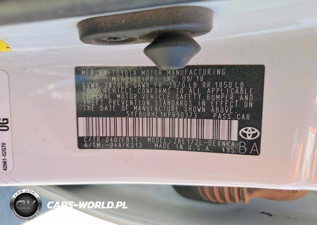 2019 Toyota Corolla Le VIN:5YFBURHE1KP890373 - 12