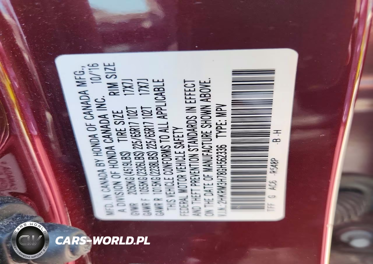 2016 Honda Cr-V Exl VIN:2HKRM3H78GH562336 - 14