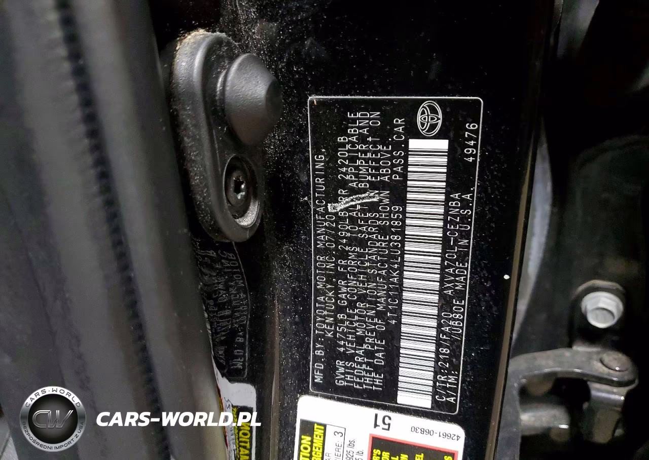 2020 Toyota Camry Le VIN:4T1C11AK4LU381859 - 12