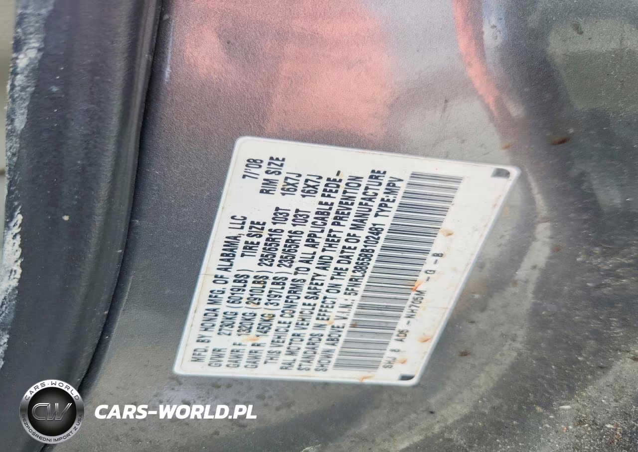 2008 Honda Odyssey Exl VIN:5FNRL38658B102481 - 13