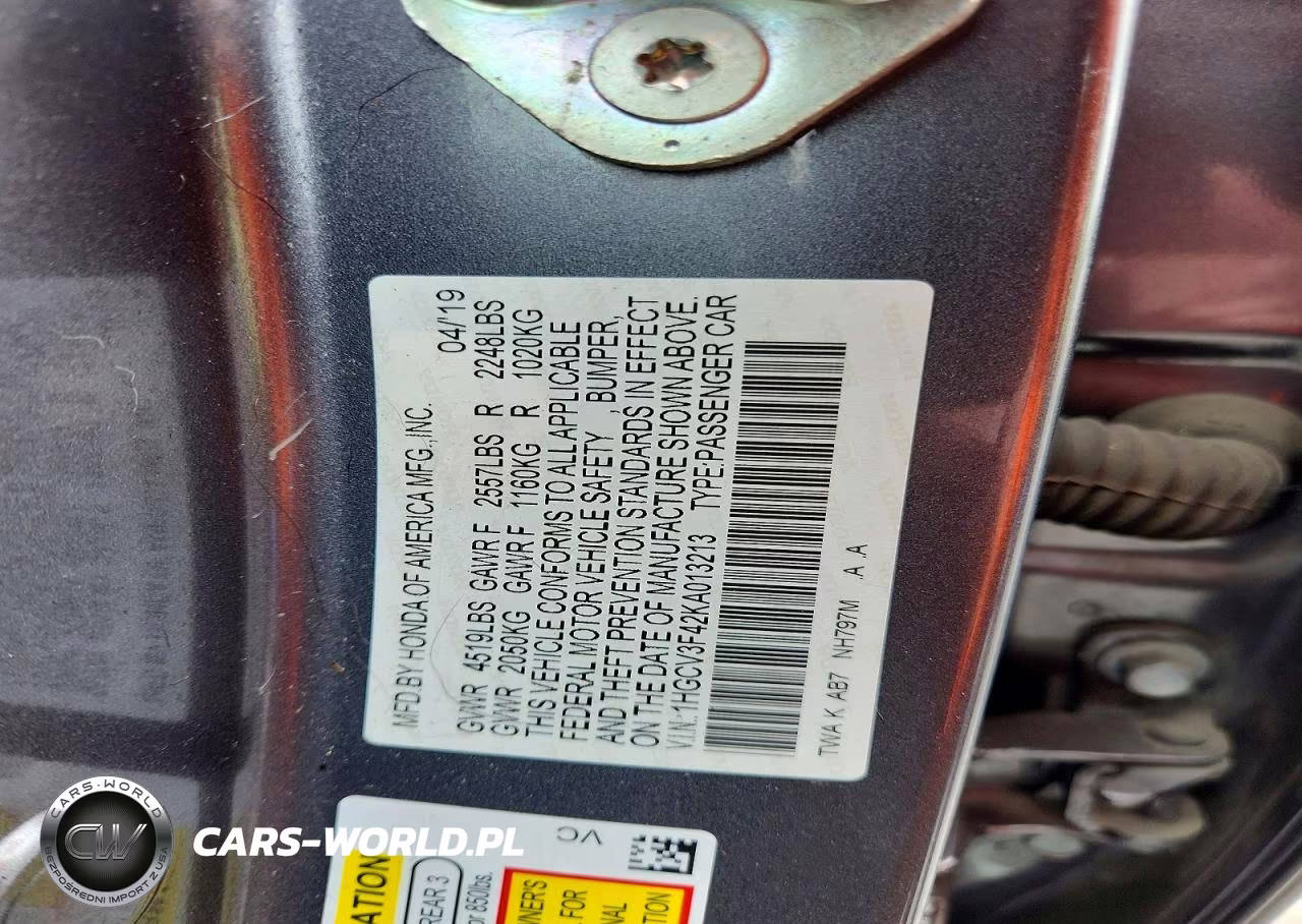 2019 Honda Accord Hybrid Ex VIN:1HGCV3F42KA013213 - 13