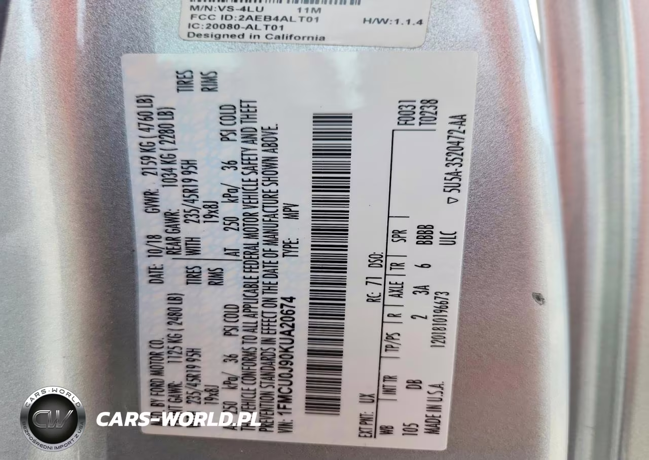 2019 Ford Escape Titanium VIN:1FMCU0J90KUA20674 - 14
