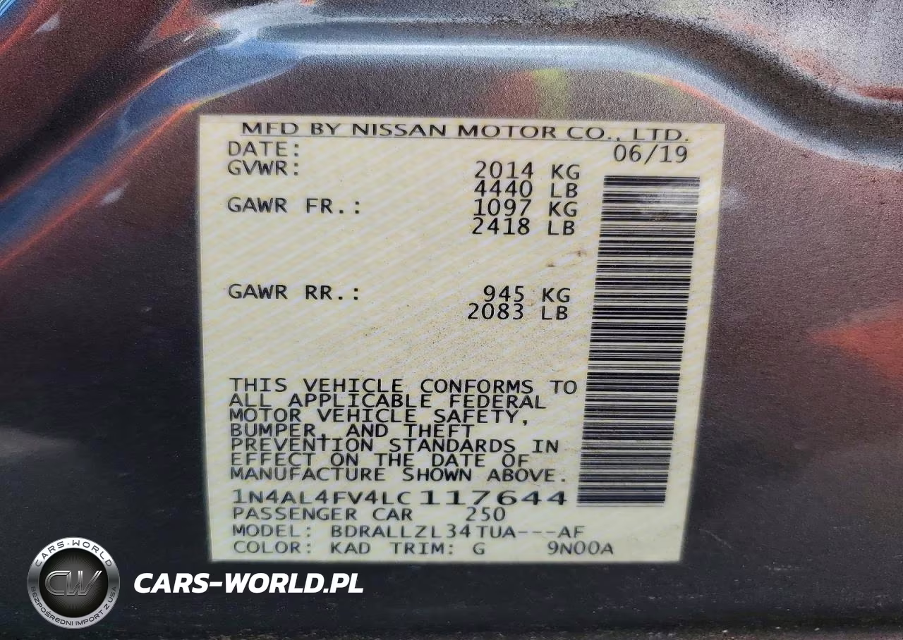 2020 Nissan Altima Platinum VIN:1N4AL4FV4LC117644 - 12