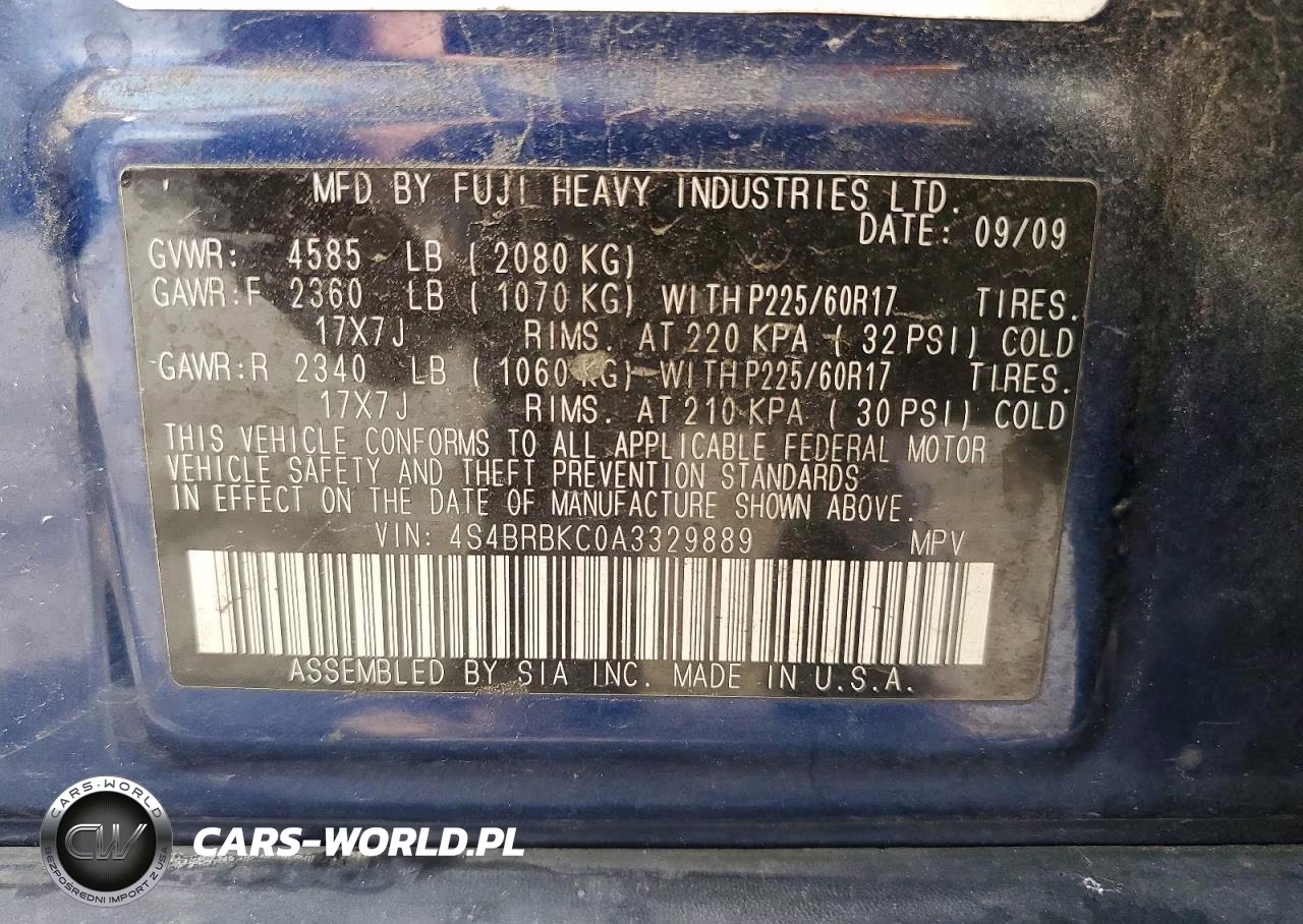 2010 Subaru Outback 2.5I Limited VIN:4S4BRBKC0A3329889 - 14