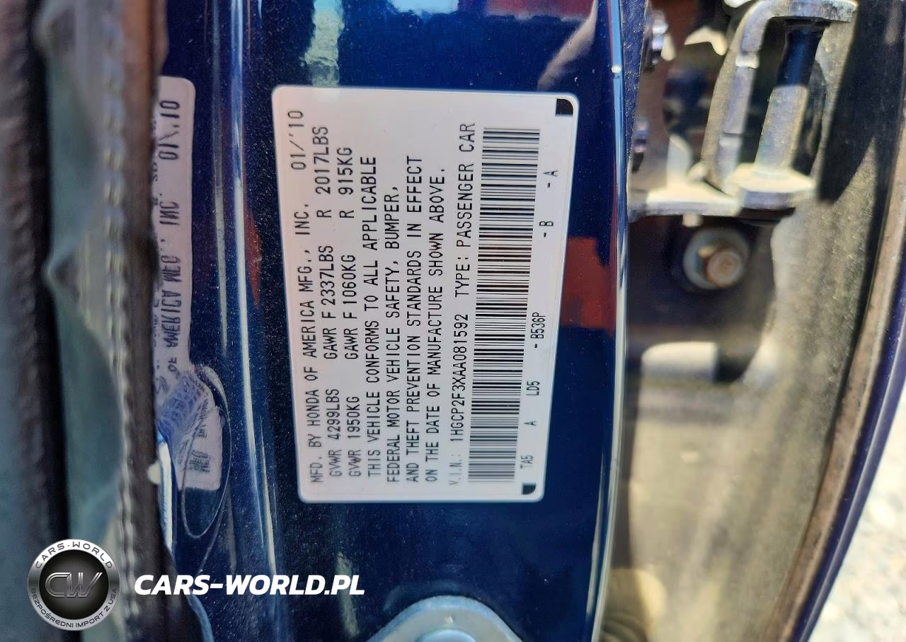 2010 Honda Accord Lx VIN:1HGCP2F3XAA081592 - 13