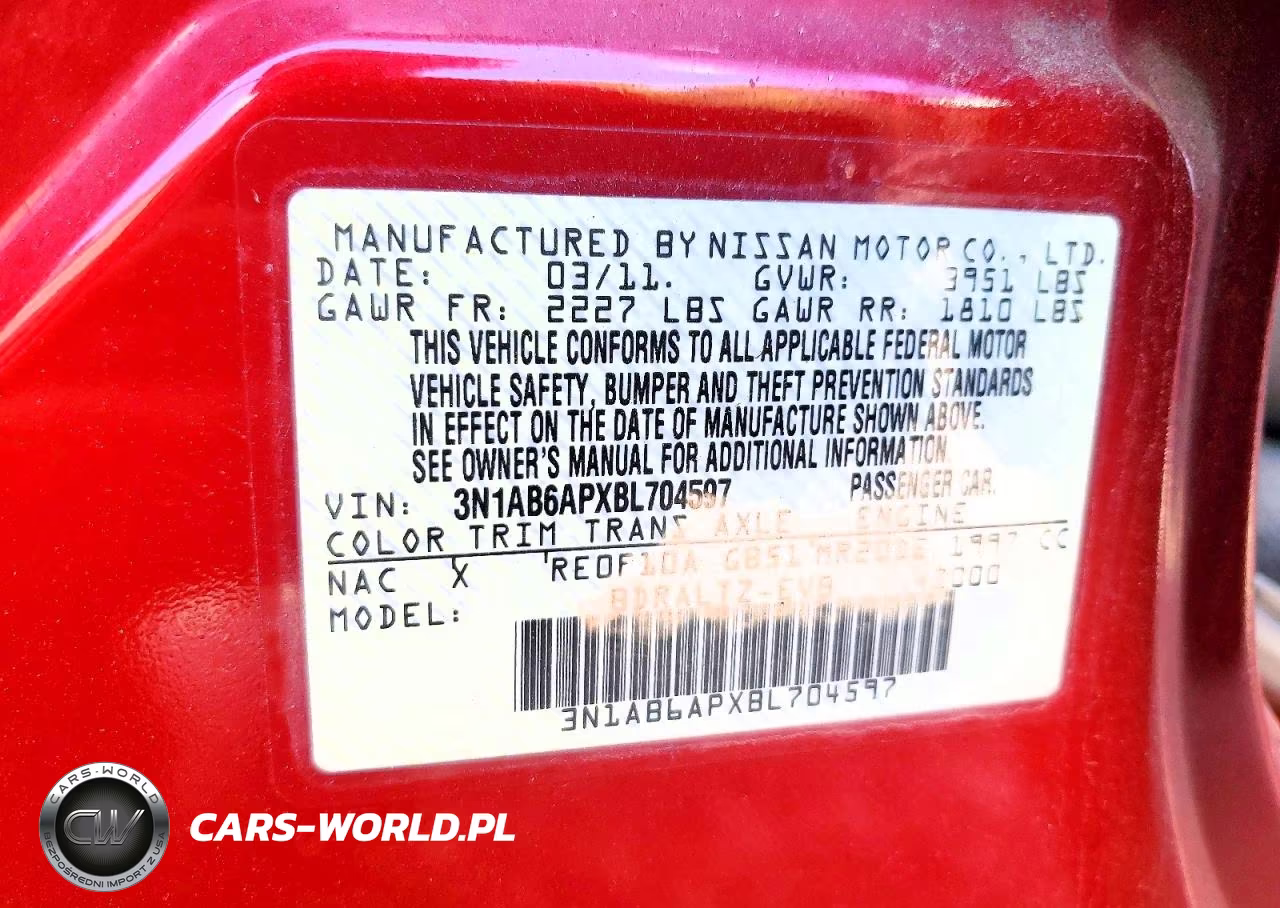 2011 Nissan Sentra 2.0 VIN:3N1AB6APXBL704597 - 12