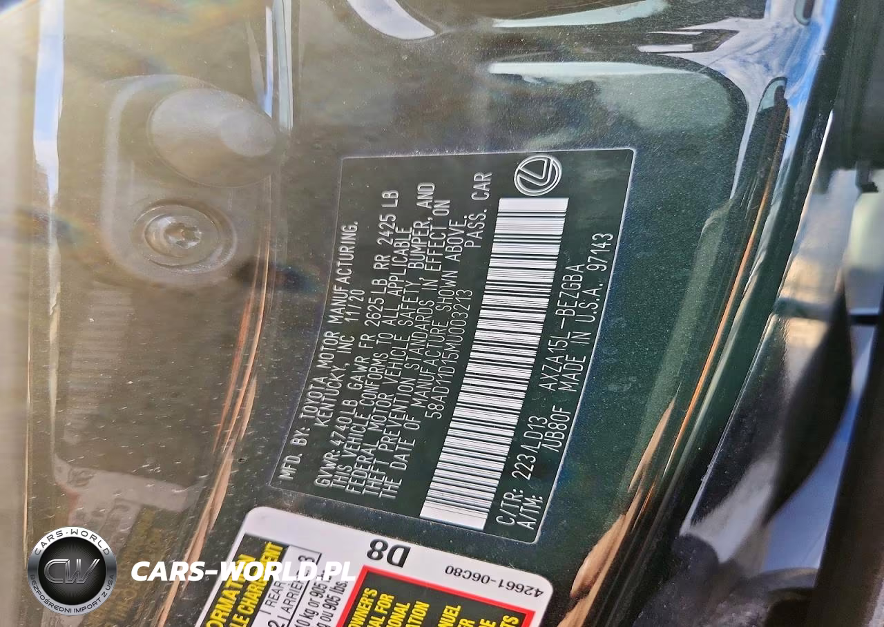 2021 Lexus Es 250 Base VIN:58AD11D15MU003213 - 12