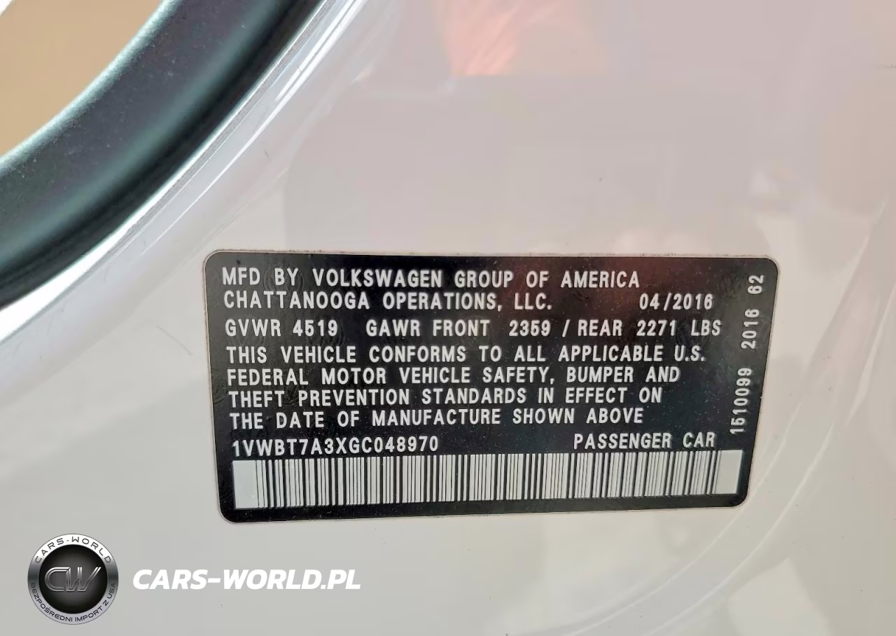 2016 Volkswagen Passat Se VIN:1VWBT7A3XGC048970 - 12