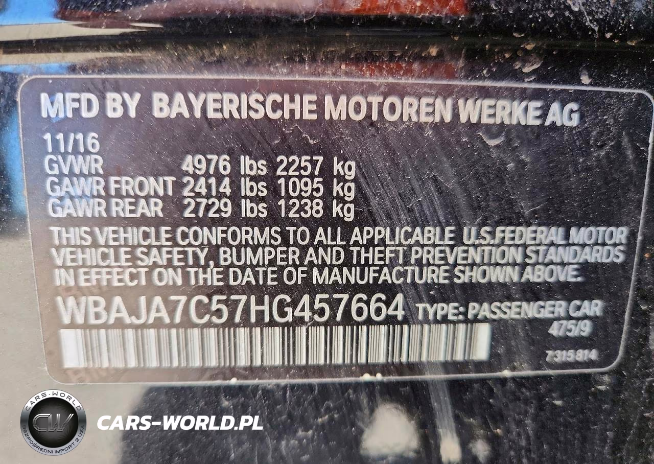 2017 BMW 530 Xi VIN:WBAJA7C57HG457664 - 13